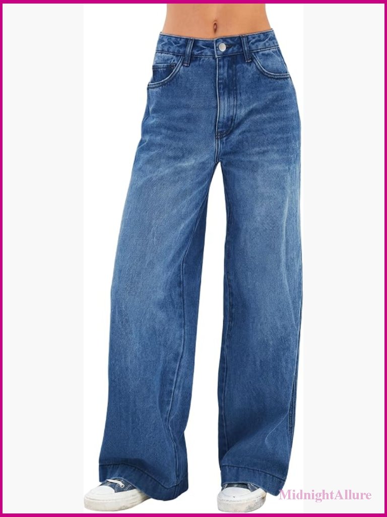 Vintage Wide Leg High Rise Stretchy Baggy Jeans Y2k Distressed Denim Pants